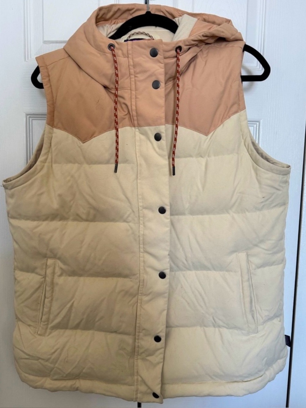 Patagonia Two-Tone Hooded Vest - Beige and Cream
